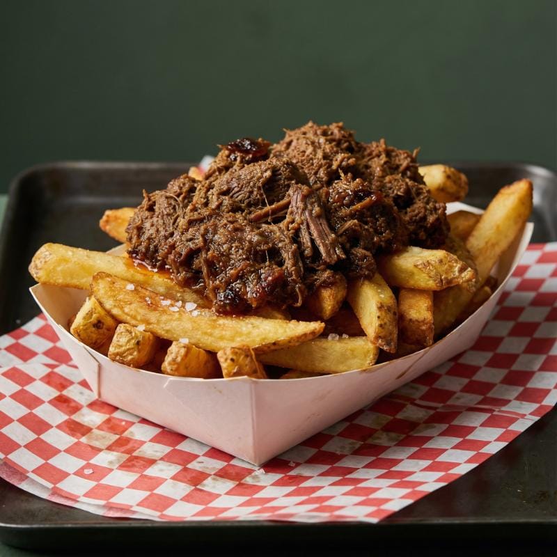 Loaded fries with braised rendang in Ubud Bali