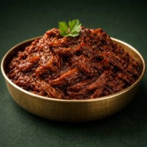 Slow-cooked beef rendang, rich and tender, made in-house with authentic Indonesian spices